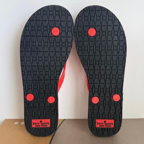 KATE SPADE New York Fifi Navy Orange Polka Dot Women Flip Flops  - SZ 8 - Picture 9 of 10